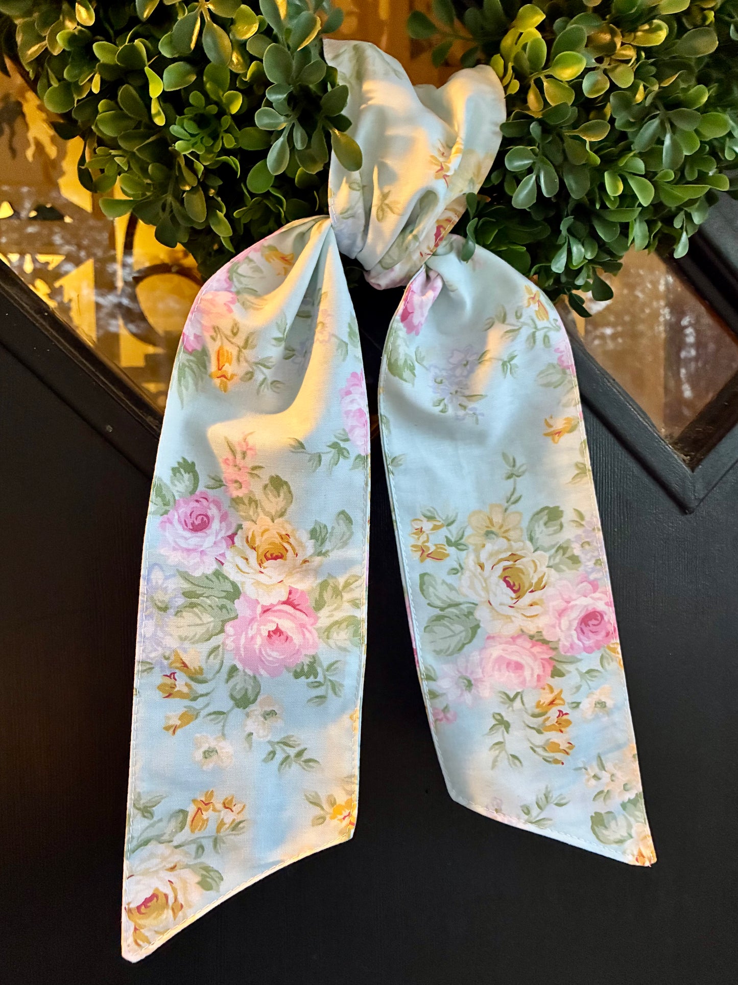 Blue & Pink floral wreath sash