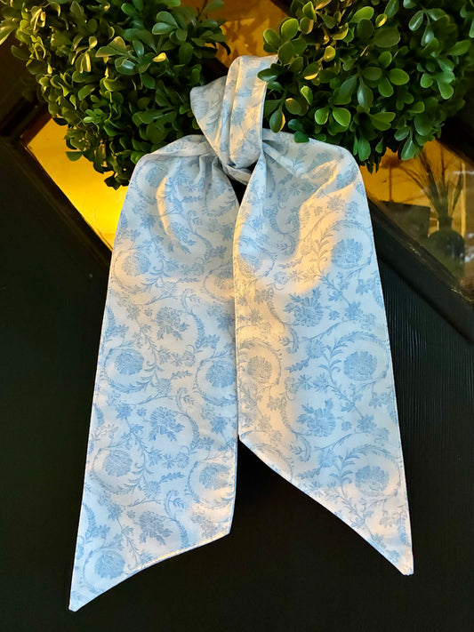 Blue Toile wreath sash