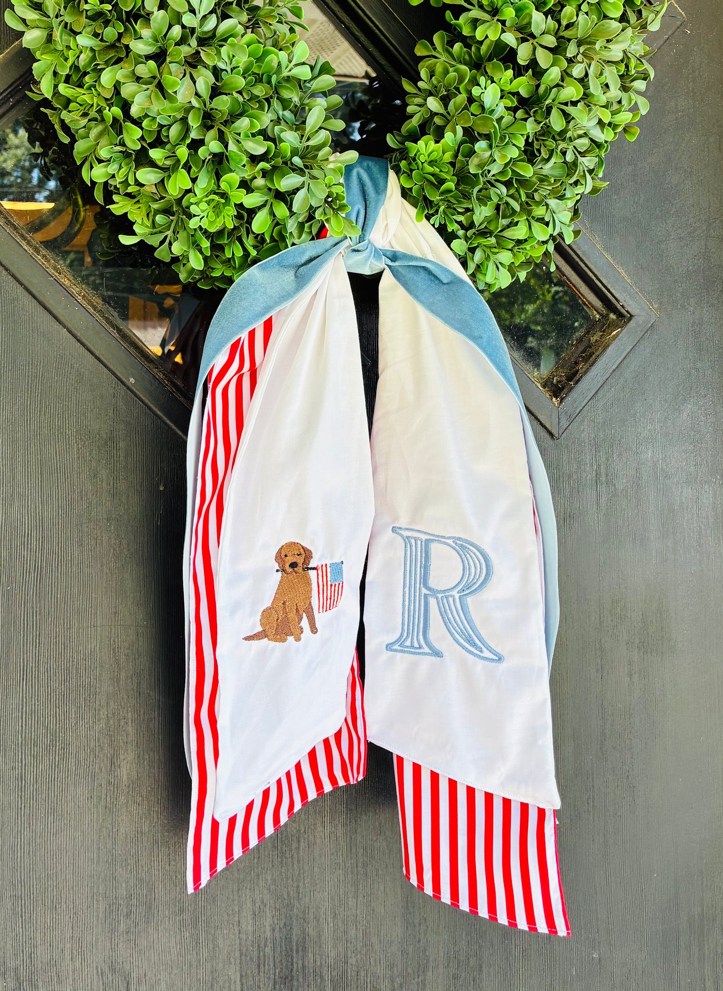 Patriotic pup wreath sash
