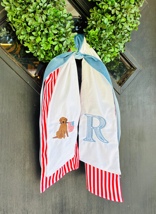 Patriotic pup wreath sash
